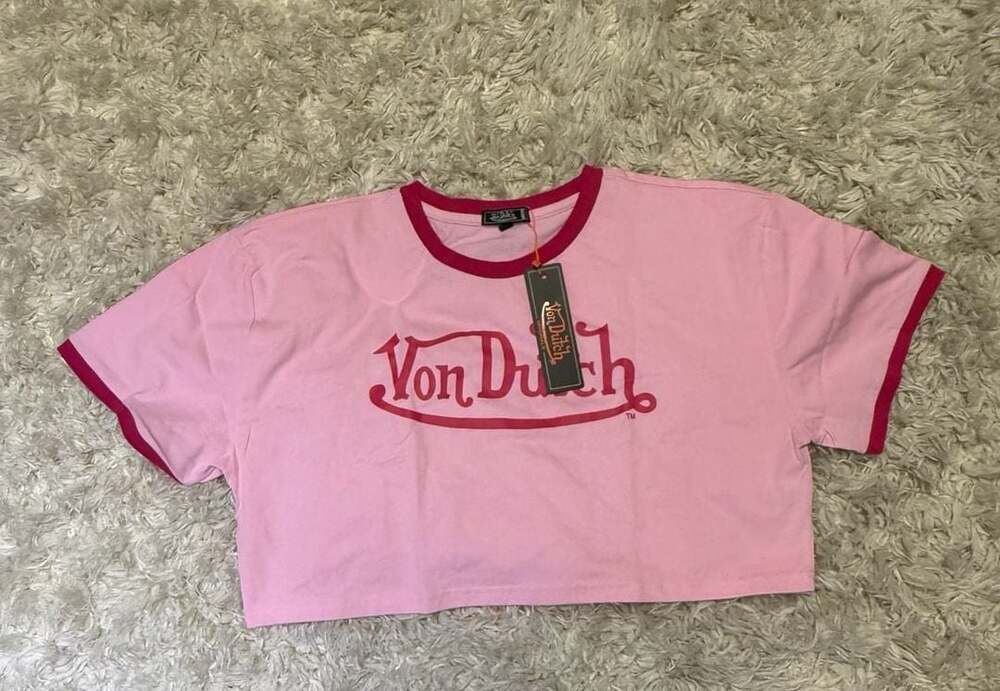Von Dutch 1X Pink Crop T-Shirt NWT